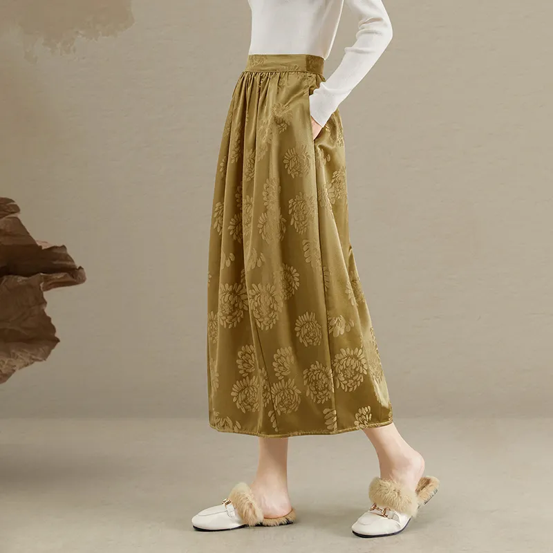 TOUCH Casual Long Skirts Women's Gold-2