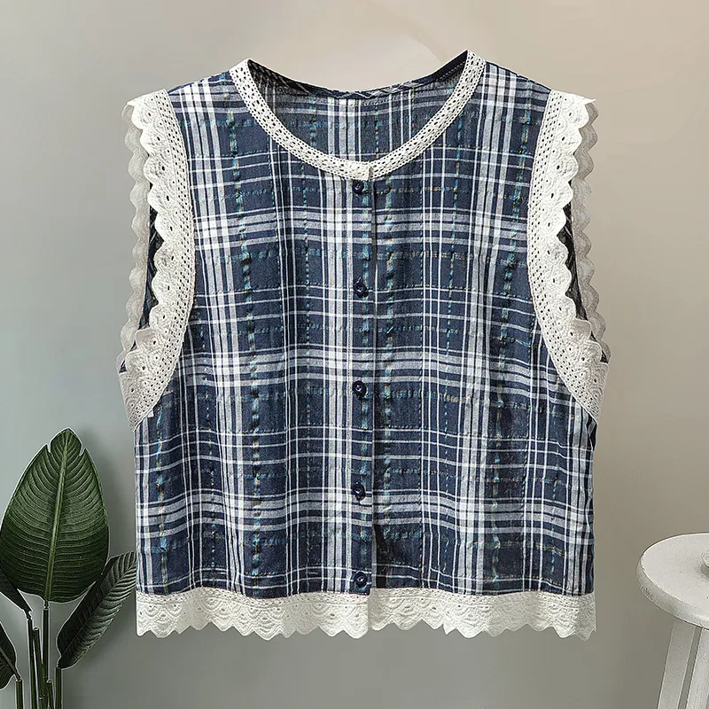 Cypress House Shirts Women's Navy Blue Plaid-4