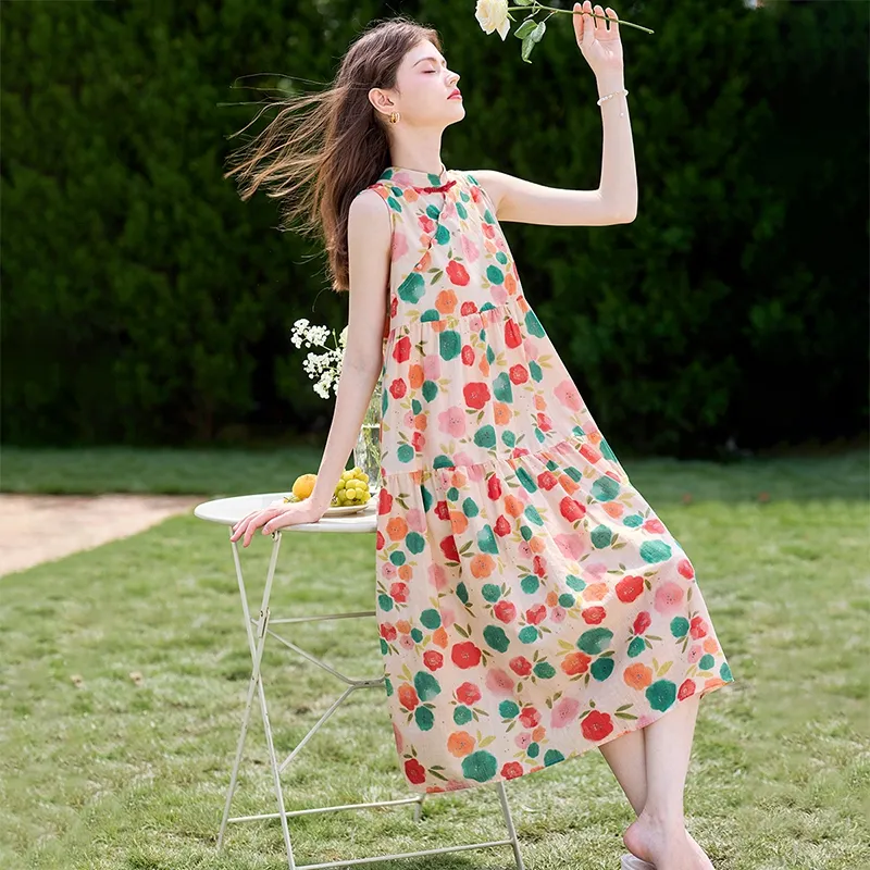 TOUCH Sleeveless Dress Women's Red Green Multicolor-2