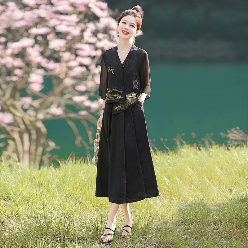 Cypress House Skirt Set Women's Black-2