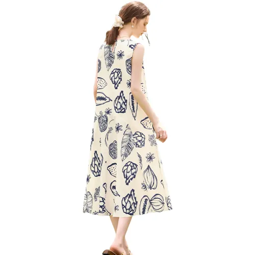 TOUCH Sleeveless Dress Women's Dark Blue Multicolor