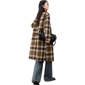 TOUCH Coats Women's Coffee Plaid