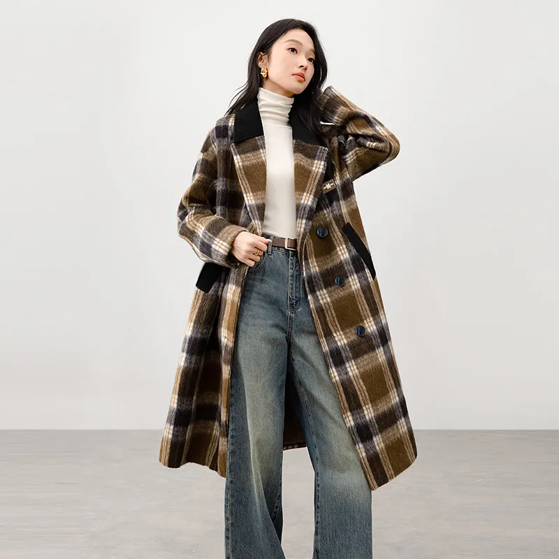 TOUCH Coats Women's Coffee Plaid-5