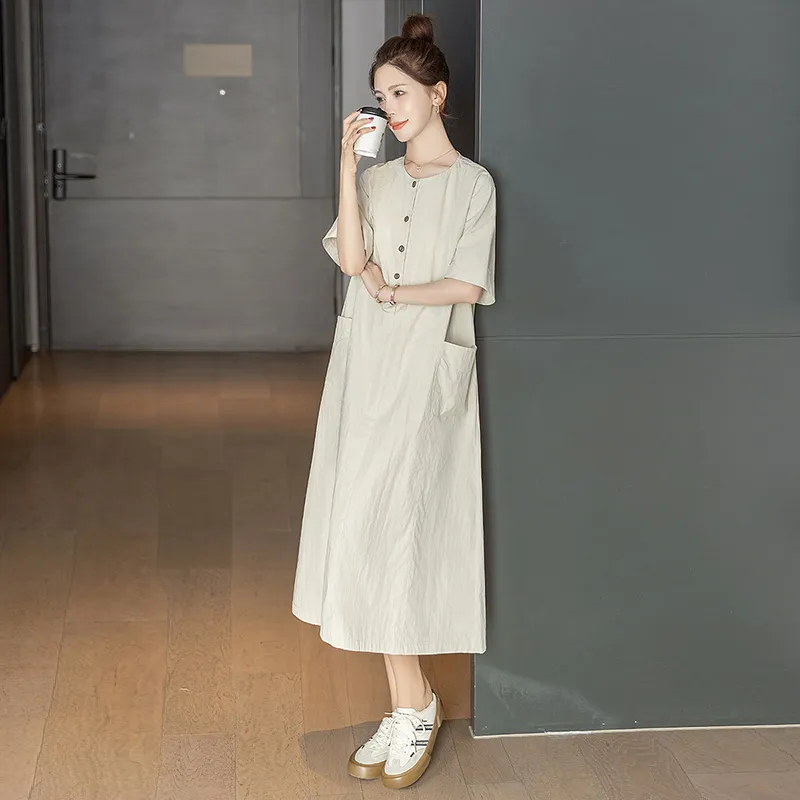 Cypress House Short Sleeved Dress Women's Beige-5