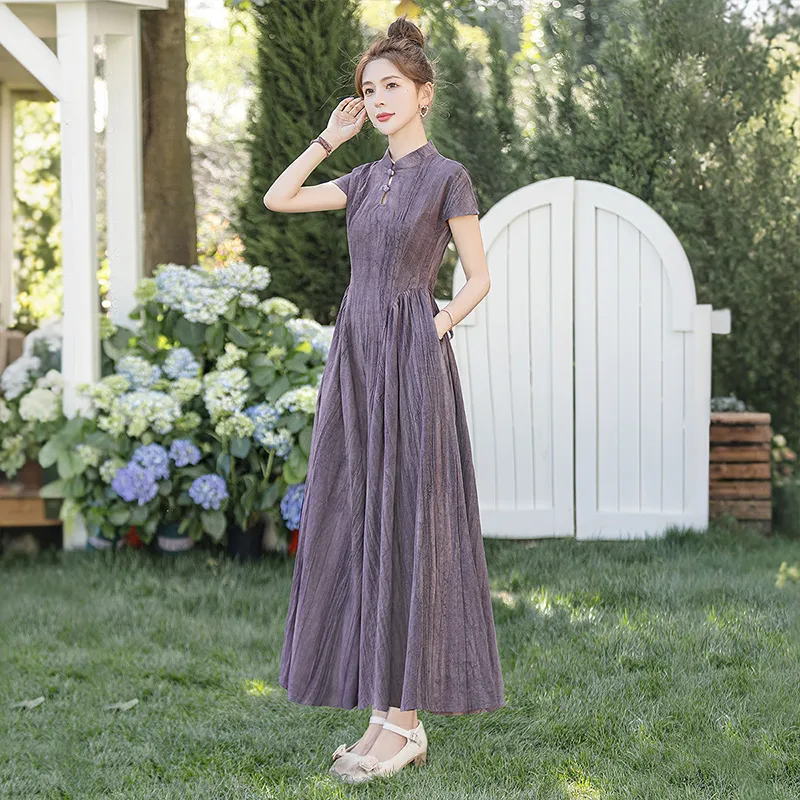 Cypress House Short Sleeved Dress Women's Purple-4