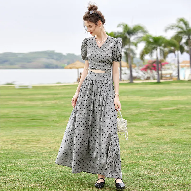 TOUCH Skirt Set Women's Plaid Black Polka Dot-2