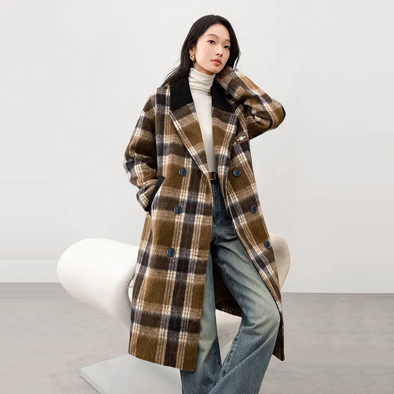 TOUCH Coats Women's Coffee Plaid-1