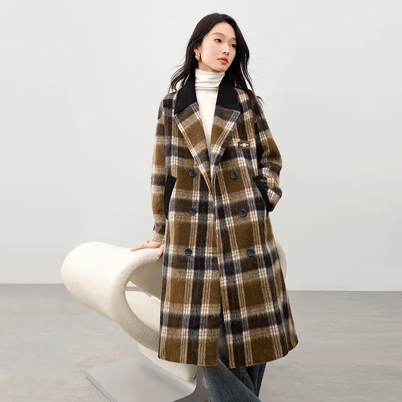 TOUCH Coats Women's Coffee Plaid-4