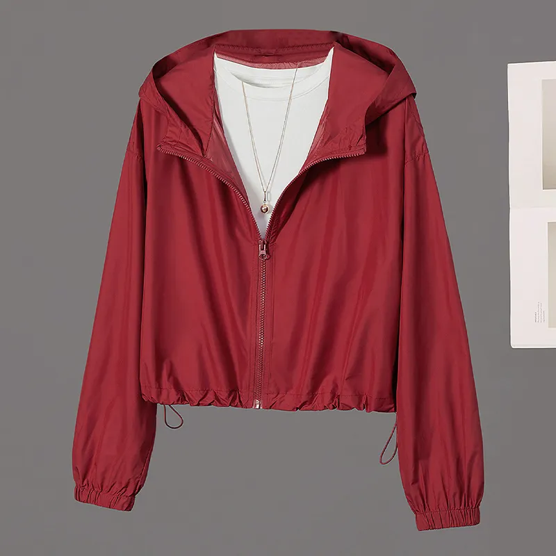 TOUCH Cropped Coats Women's Red-2