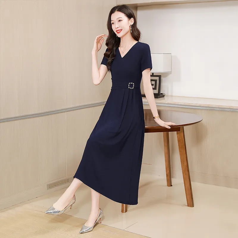 Cypress House Short Sleeved Dress Women's Navy Blue-5