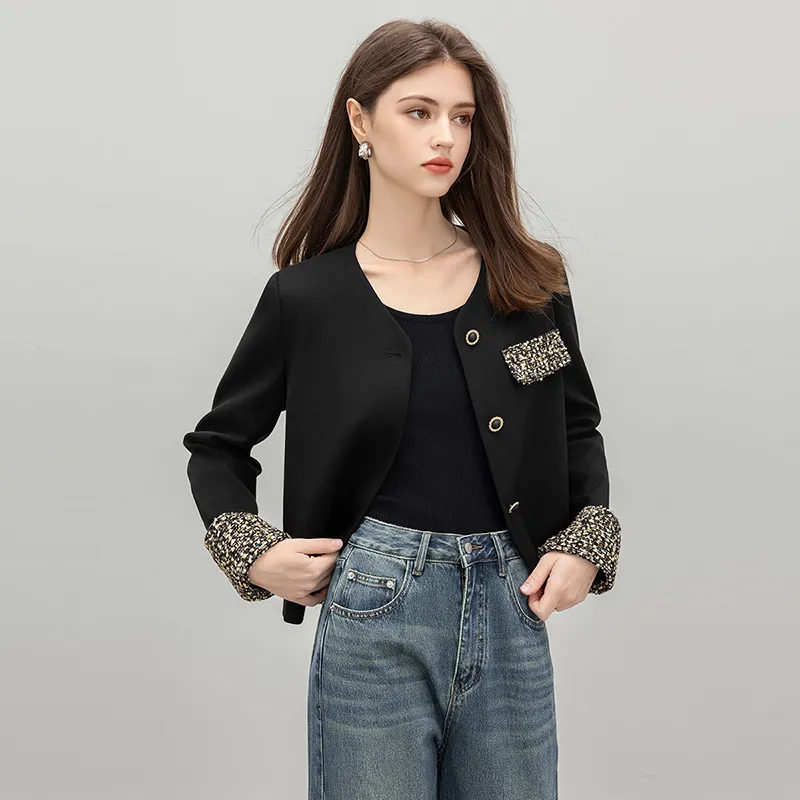TOUCH Cropped Coats Women's Black-6