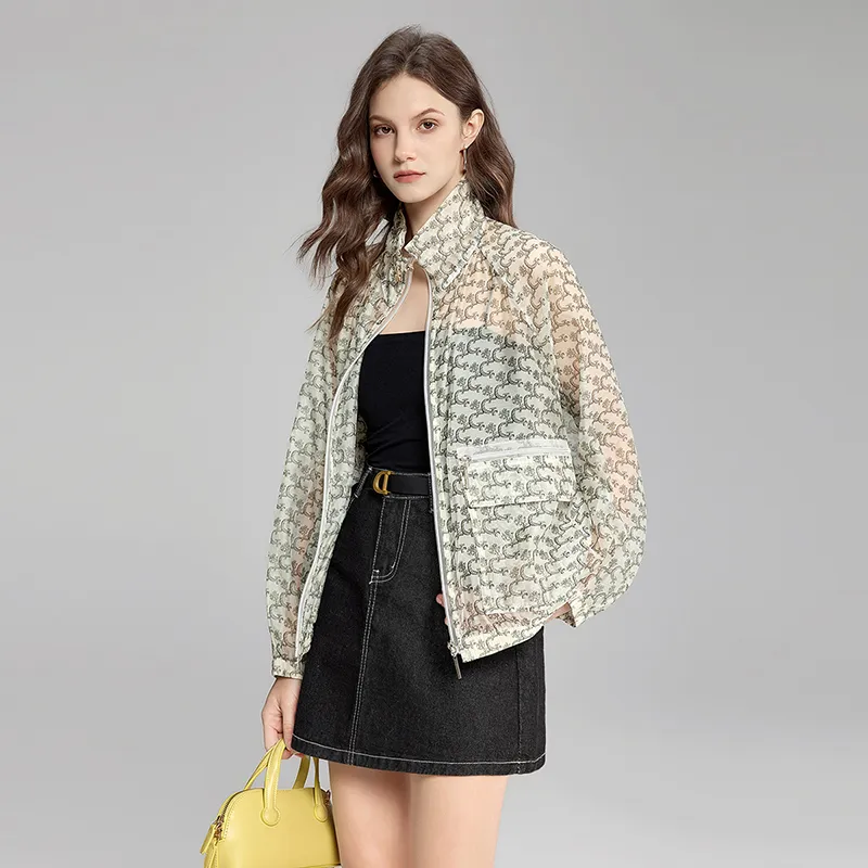 TOUCH Jackets & Coats Women's Beige With Gray Green Letter-4