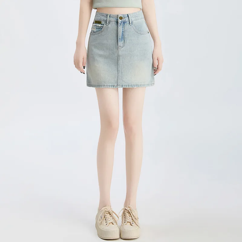 Cypress House Denim Short Skirts Women's Light Blue-2