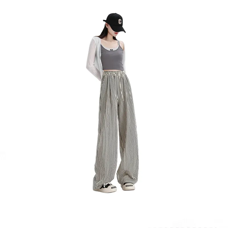 Novamen Casual Pants Unisex Black Stripes-3