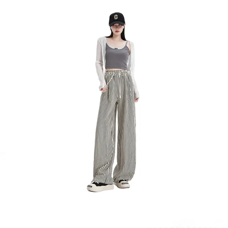 Novamen Casual Pants Unisex Black Stripes-4