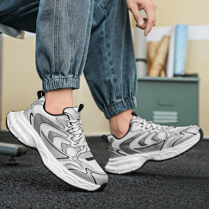 DEERWAY Cushioned Wear-Resistant Height Increasing Low-Top Chunky Sneakers Men's-7
