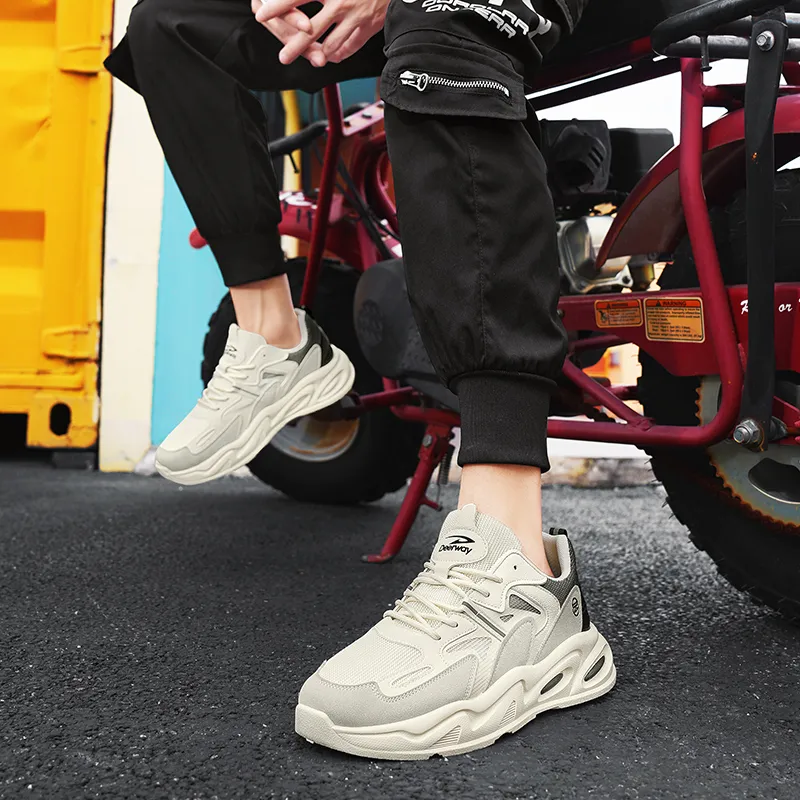 DEERWAY Cushioning Breathable Coverage Support Balance Lightweight Height Increasing Low Top Chunky Sneakers Men's-12