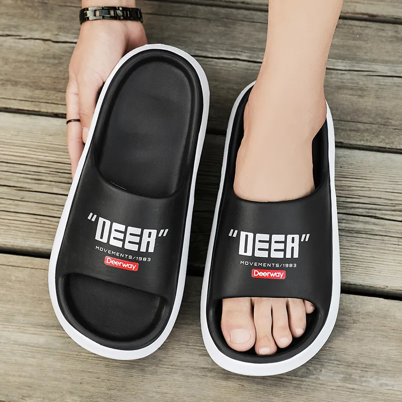 DEERWAY Slide Slippers Men Khaki Orange/Black/White-20