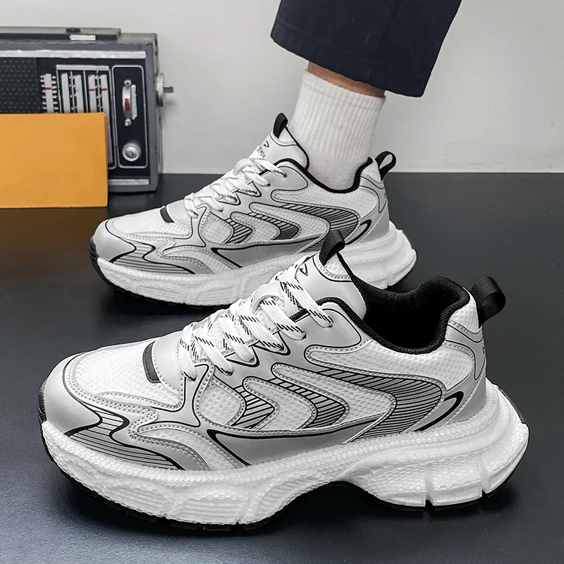 DEERWAY Cushioned Wear-Resistant Height Increasing Low-Top Chunky Sneakers Men's-6