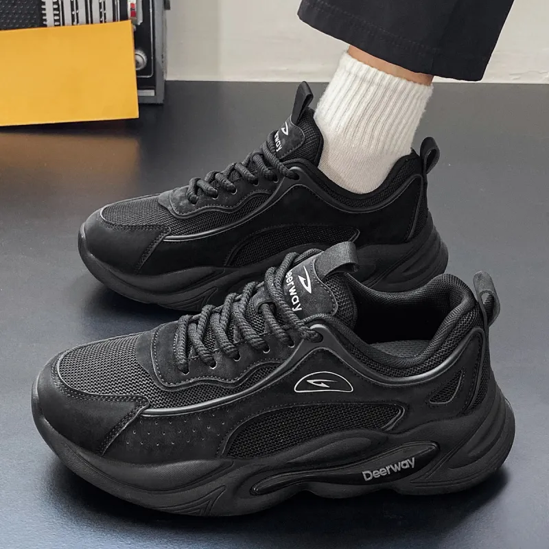 DEERWAY Cushioned Slip Resistant Abrasion Resistant Low Top Chunky Sneakers Men's-5
