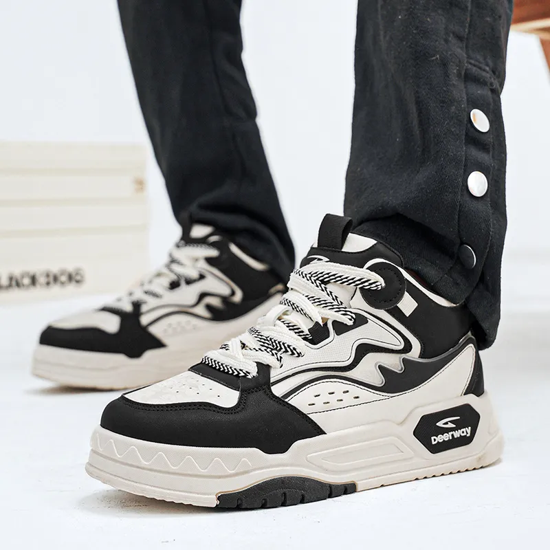DEERWAY Thermal Abrasion Resistant Lightweight Mid Top Height Increasing Stylish Skateboarding Shoes Men's-15