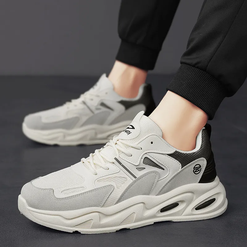 DEERWAY Cushioning Breathable Coverage Support Balance Lightweight Height Increasing Low Top Chunky Sneakers Men's-10