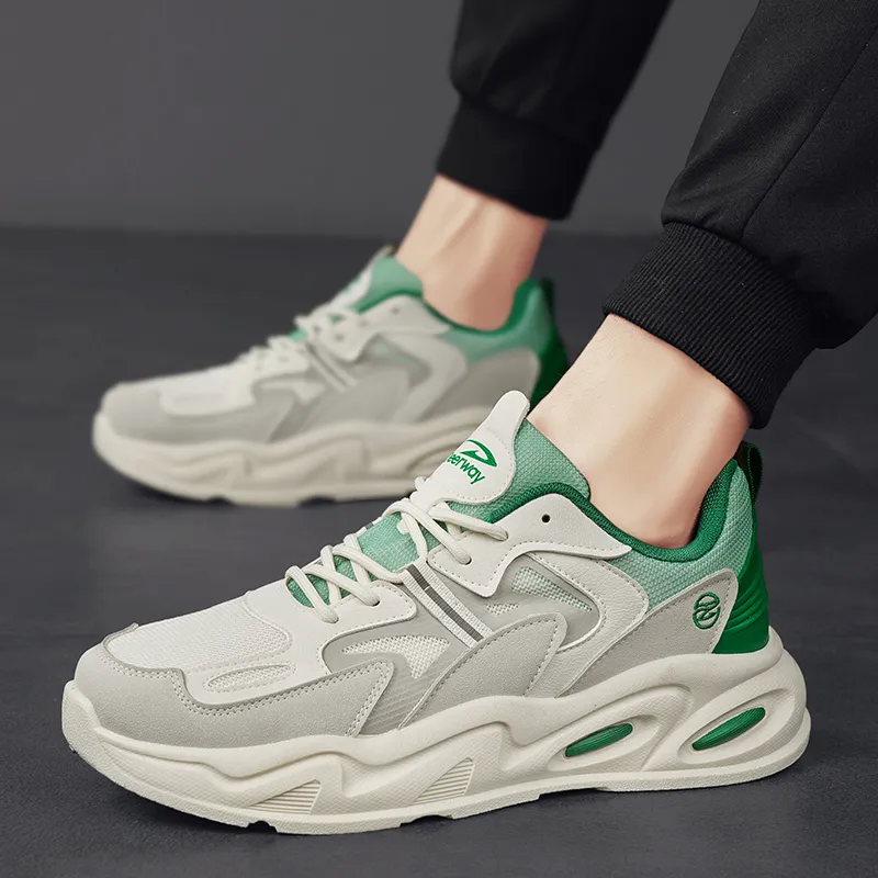 DEERWAY Cushioning Breathable Coverage Support Balance Lightweight Height Increasing Low Top Chunky Sneakers Men's-22