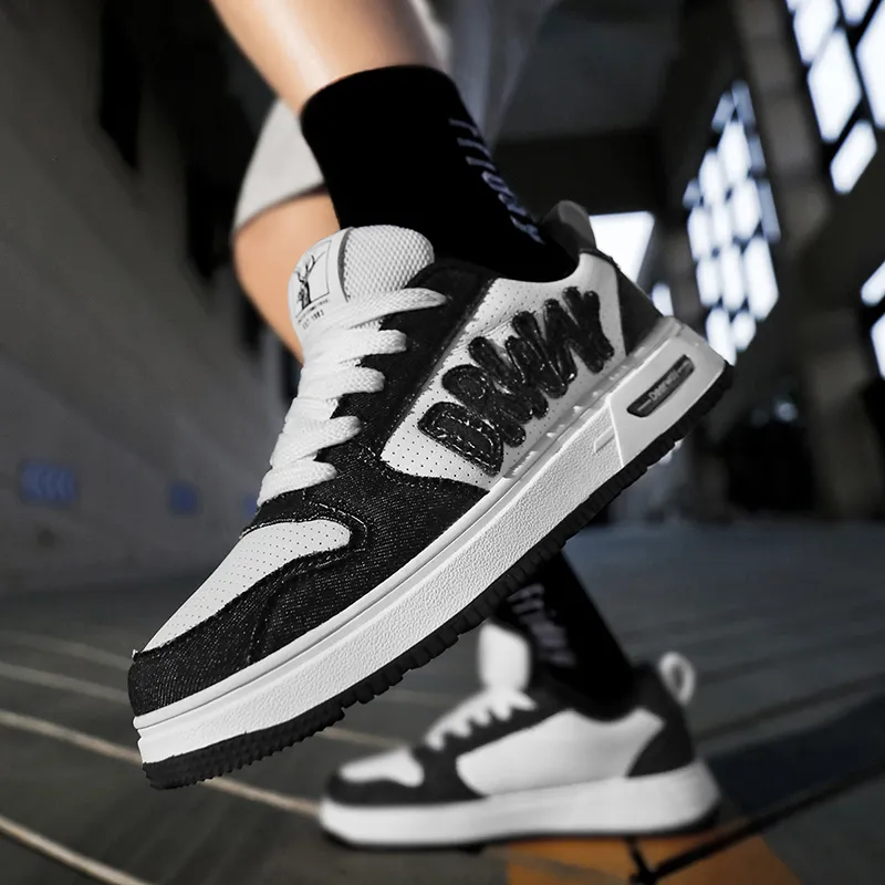 DEERWAY Cushioning Height Increasing Wear-Resistant Lightweight Slip-Resistant Low-Top Black And White Trendy Men's-22