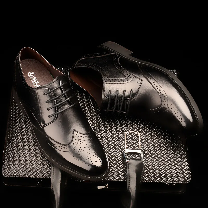 SULEGAO Dress Shoes Men Low Top Brown/Black-10