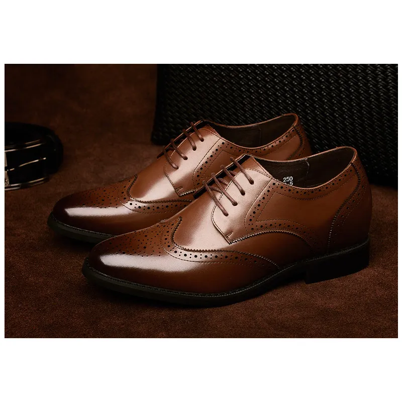 SULEGAO Dress Shoes Men Low Top Brown/Black-3