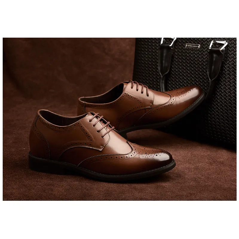SULEGAO Dress Shoes Men Low Top Brown/Black-4