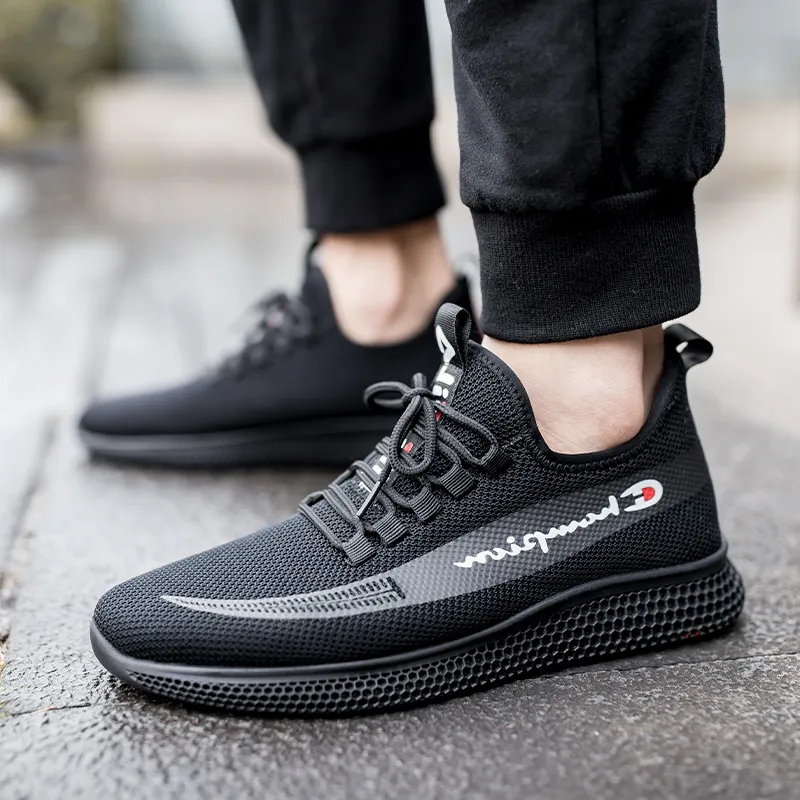 SULEGAO Anti-Slip Wear-Resistant Low-Top Casual Shoes Men's Black-2
