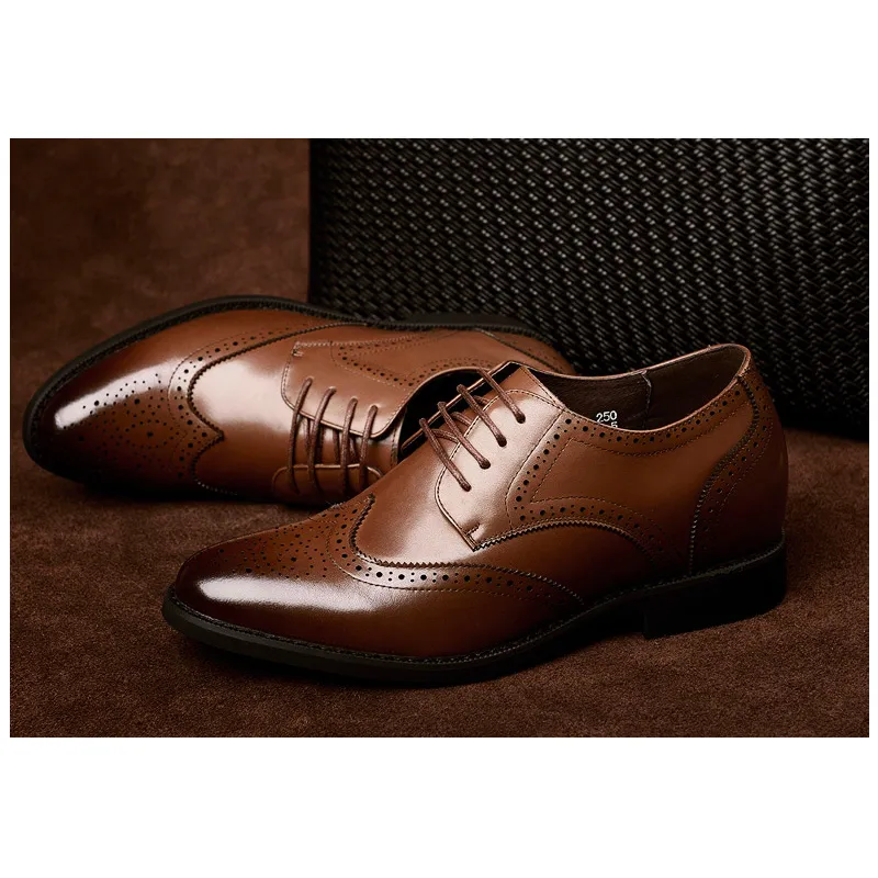 SULEGAO Dress Shoes Men Low Top Brown/Black-5