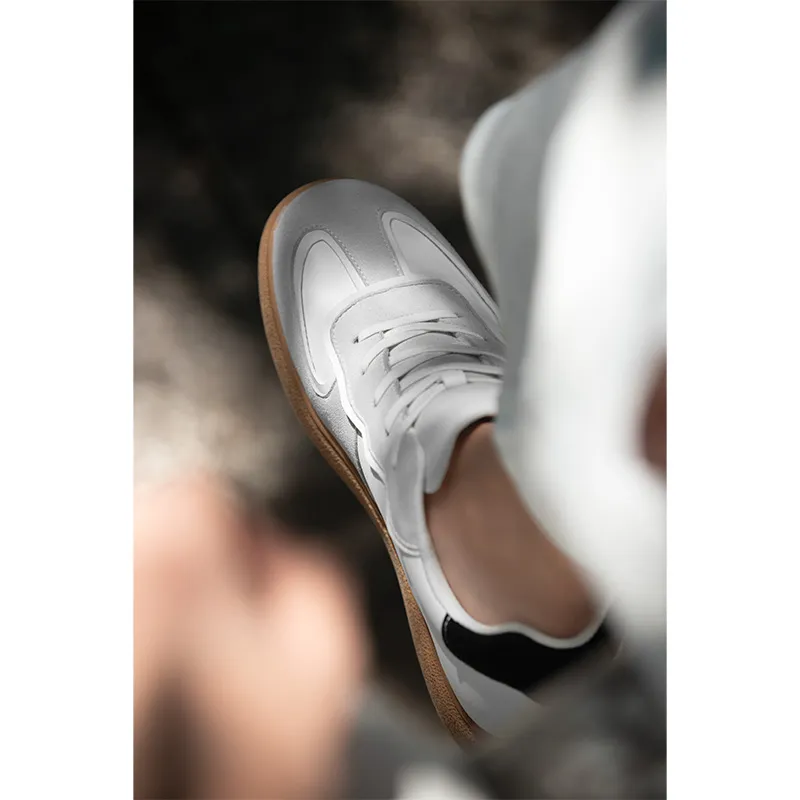 SULEGAO Support Height Enhancement Low Top Casual Shoes Men's White-4