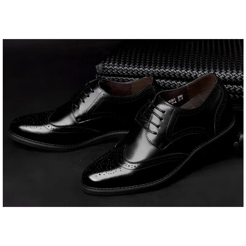 SULEGAO Dress Shoes Men Low Top Brown/Black-13