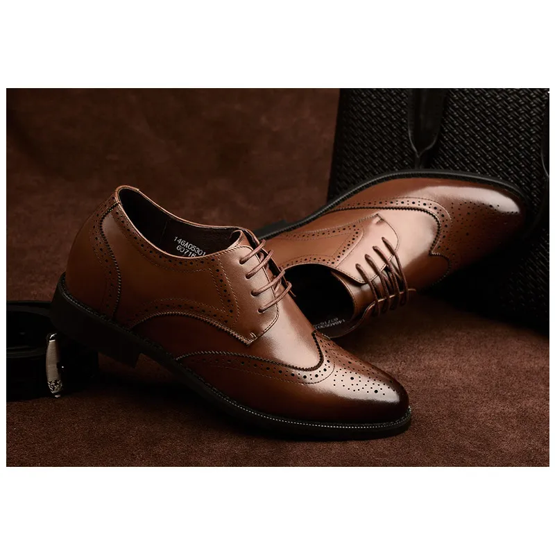 SULEGAO Dress Shoes Men Low Top Brown/Black-6