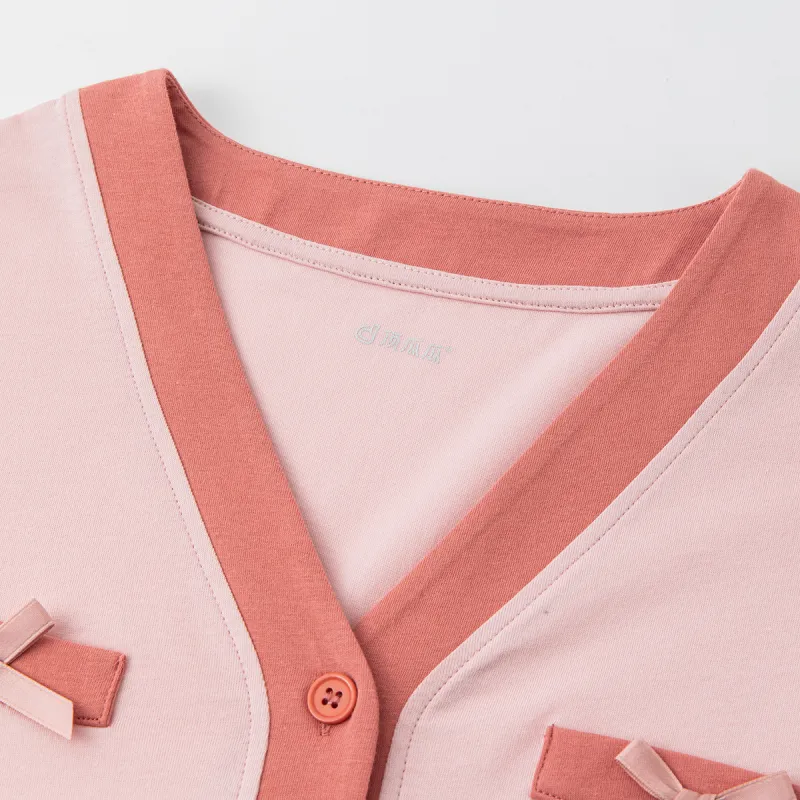 Top Melon Pajama Set Women's Pink Collides With Red-1