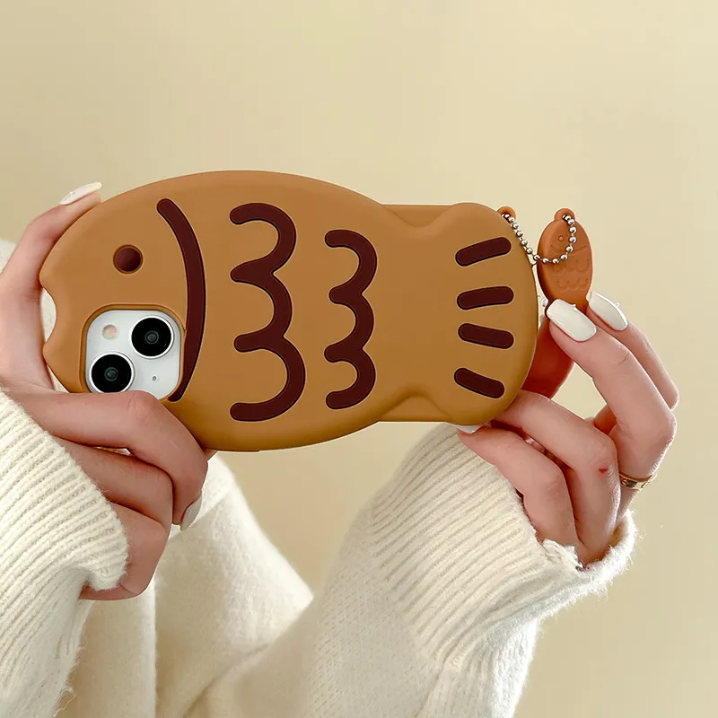 Beams Silicone Material Cute Creative Cartoon Individual Takoyaki Pendant Phone Cases Compatibility IPhone Collection-1