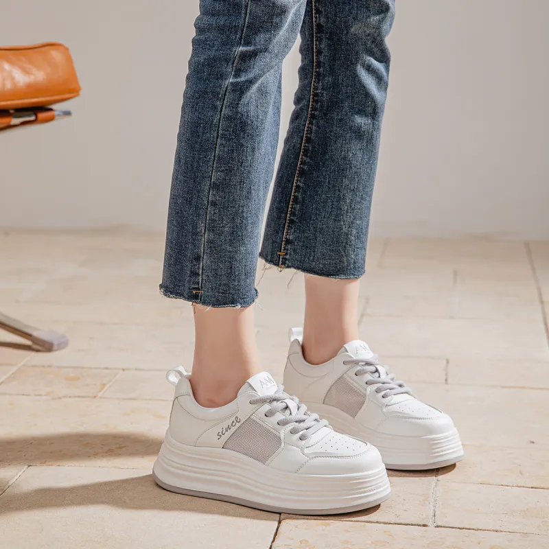 AAA SINCE 1955 Cushioning, Abrasion Resistant, Height Increasing Low Top Casual Shoes Women's Greige-1