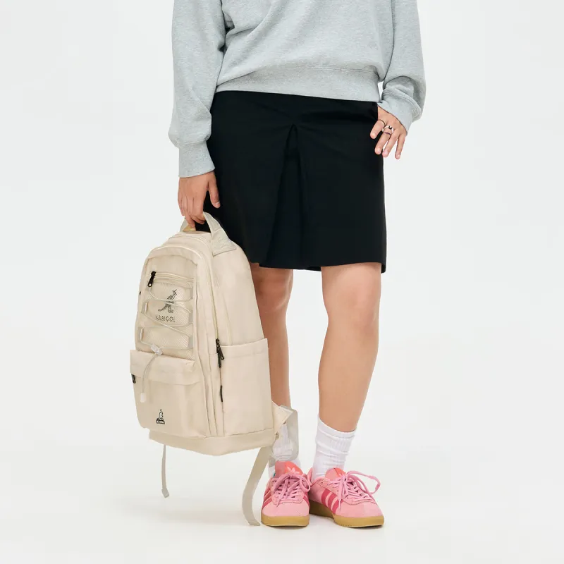 KANGOL Nylon Fabric Backpack Medium Size Unisex Ivory White/Milk Tea Apricot/Burgundy/Black/Khaki-1