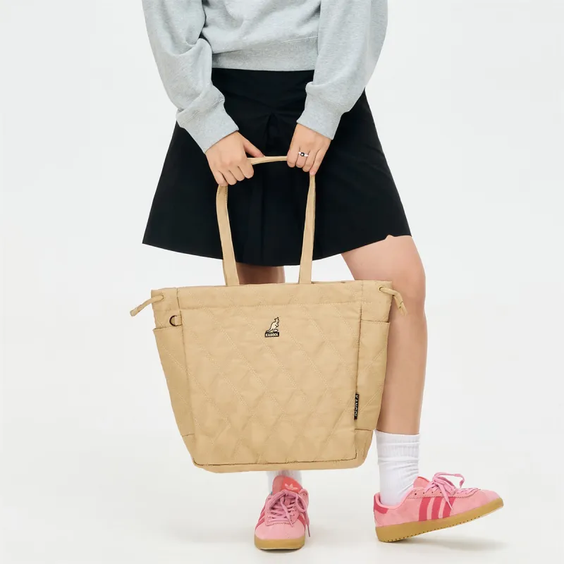 KANGOL Fabric Warm Tote Bag, Shopping Bag, Handbag, Shoulder Bag Unisex Khaki/Black-1