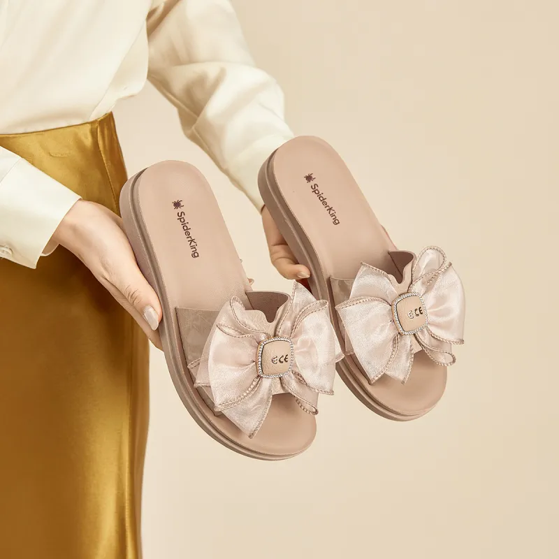 Spider King Slide Slippers 1.7cm Women's Apricot-9