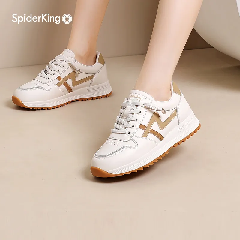 Spider King Low-Top Skateboard Shoes 2cm Women's Beige Apricot-5