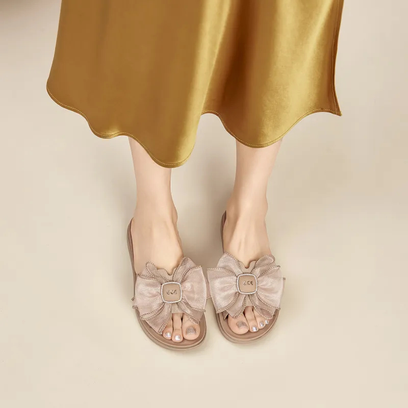 Spider King Slide Slippers 1.7cm Women's Apricot-5