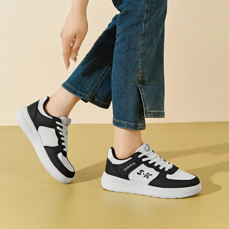 Spider King Low Top Skateboard Shoes Women's Black White-7