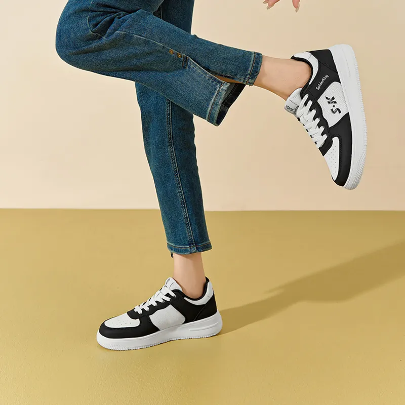 Spider King Low Top Skateboard Shoes Women's Black White-8