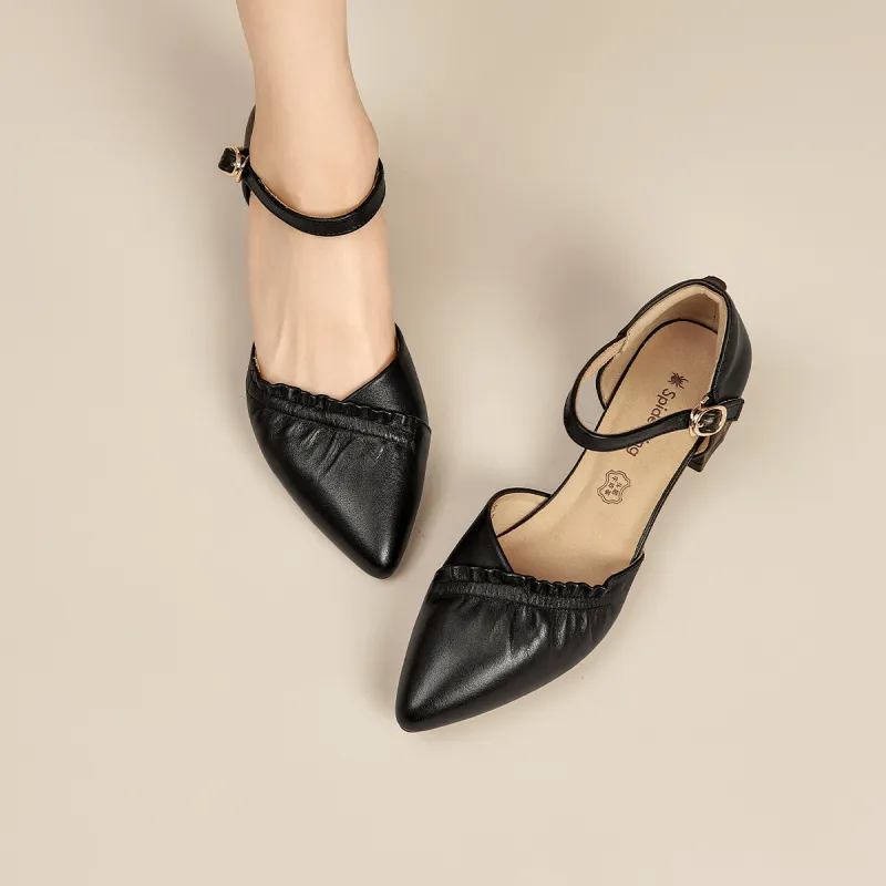 Spider King Block Heel High Heels 4cm Women's Black-5
