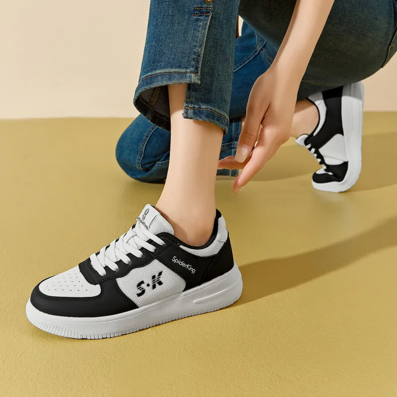 Spider King Low Top Skateboard Shoes Women's Black White-6