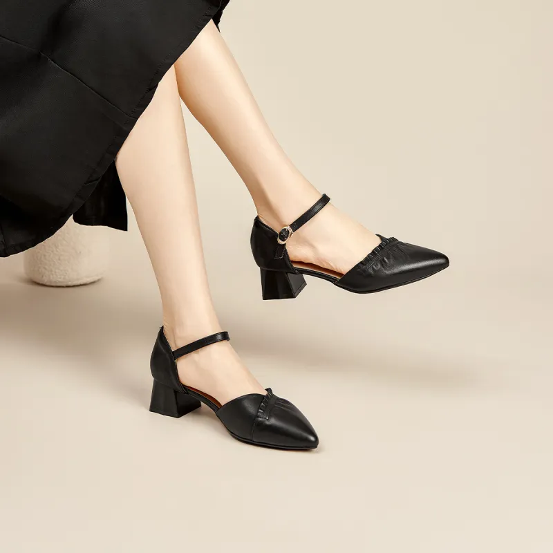 Spider King Block Heel High Heels 4cm Women's Black-6