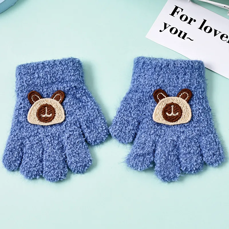 Under Pellet Mink Fur Knit Gloves Kids'-3